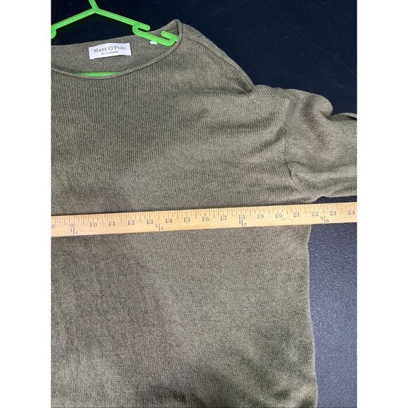 MARC O'POLO Linen Organic Cotton Knit Top Womens Sz L Olive Fisherman Boatneck - Picture 6 of 7